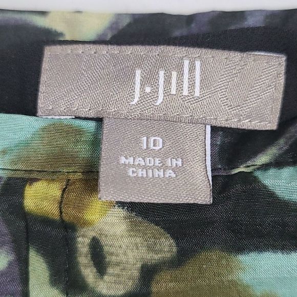 J.JILL Black Silk Flounce Coral Reef Pintuck Pleated Swing Skirt Size 10 - Picture 6 of 8